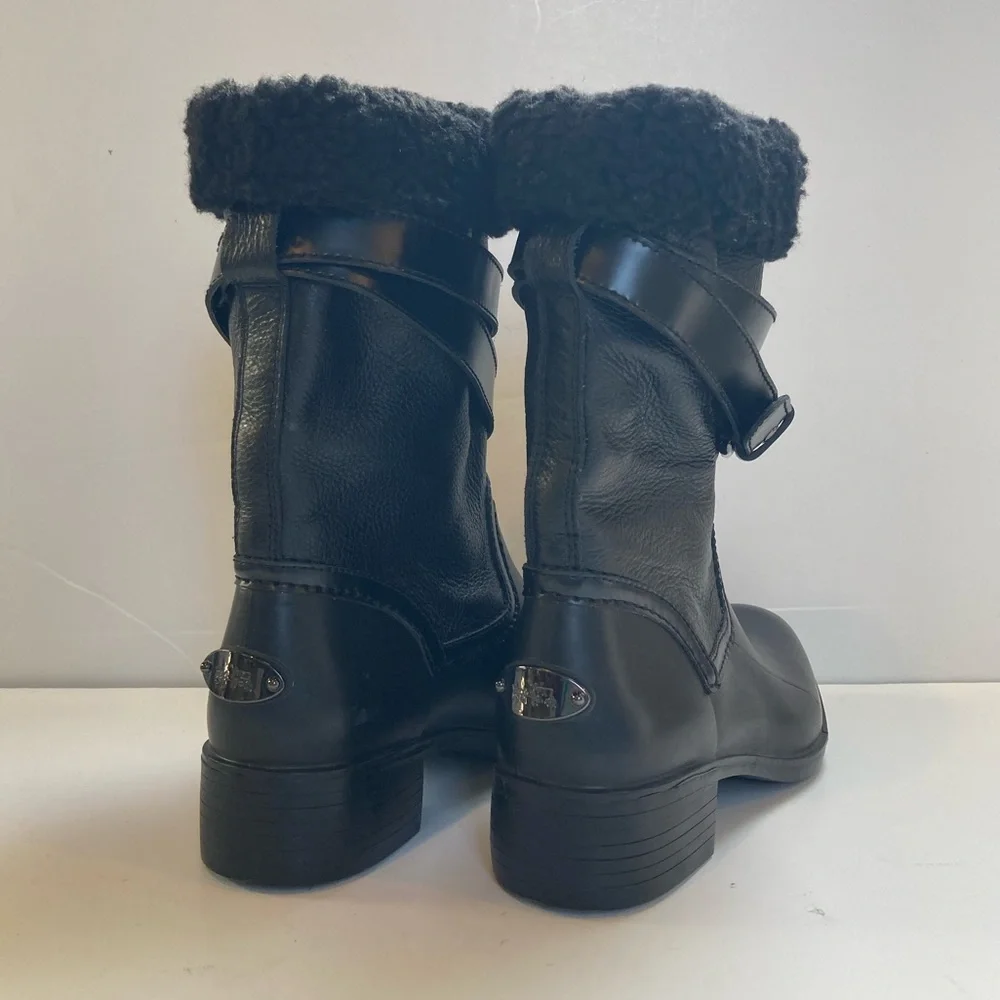 Coach “Zena” Shearling Moto Boots Size 7 in Black
